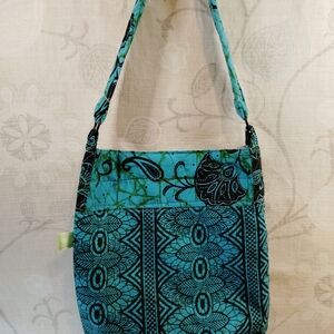 Elegant Teal Patterned Hobo Bag